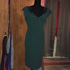 Green off the shoulders dress